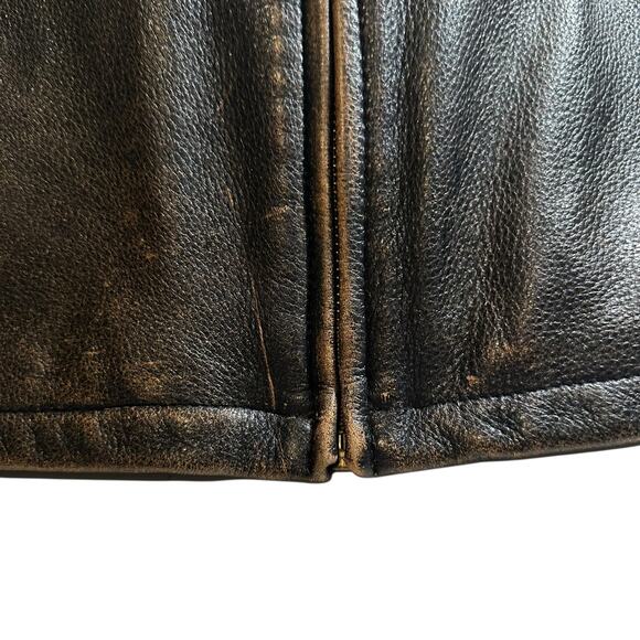 VTG 90s Wilsons M Julian Distressed Cafe Racer Leather Moto Jacket Dark Brown L - Picture 14 of 16